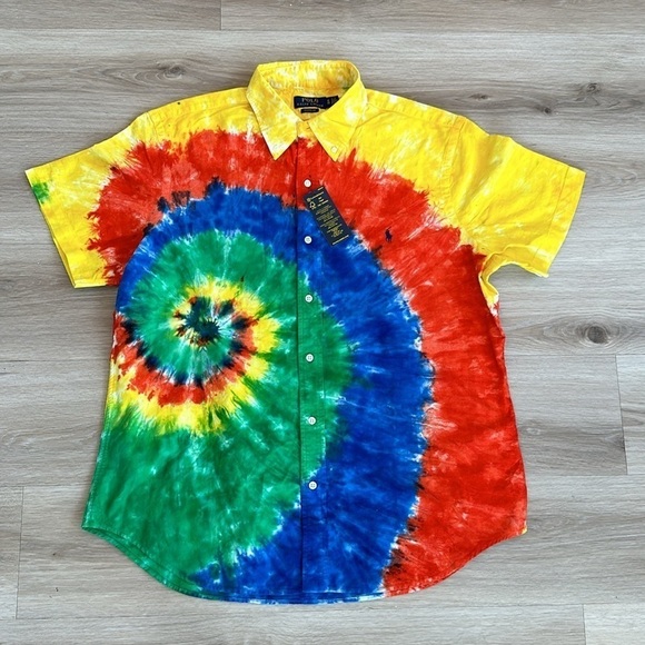 Polo Ralph Lauren Men Classic Fit Tie Dye Washed Oxford Shirt Size xl - Picture 5 of 8